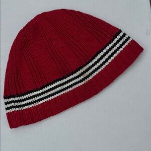 GAP Red Knit Hat with Black and White Stripes